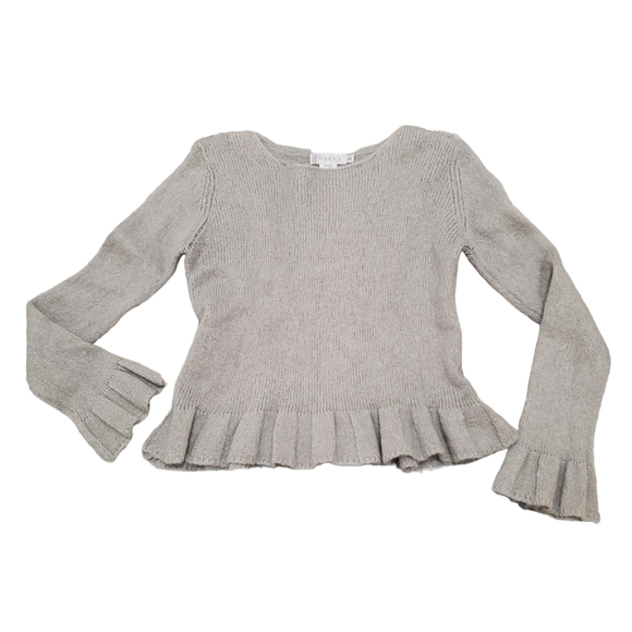 Tweeds Vintage 90s Ruffle Hem Mohair Blend Sweater Light Gray S - Picture 5 of 6